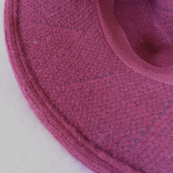 Burgundy Bucket Hat Fedora Wool/Polyester 3" Brim My Basic Beaded BK Cord Band - Picture 9 of 11